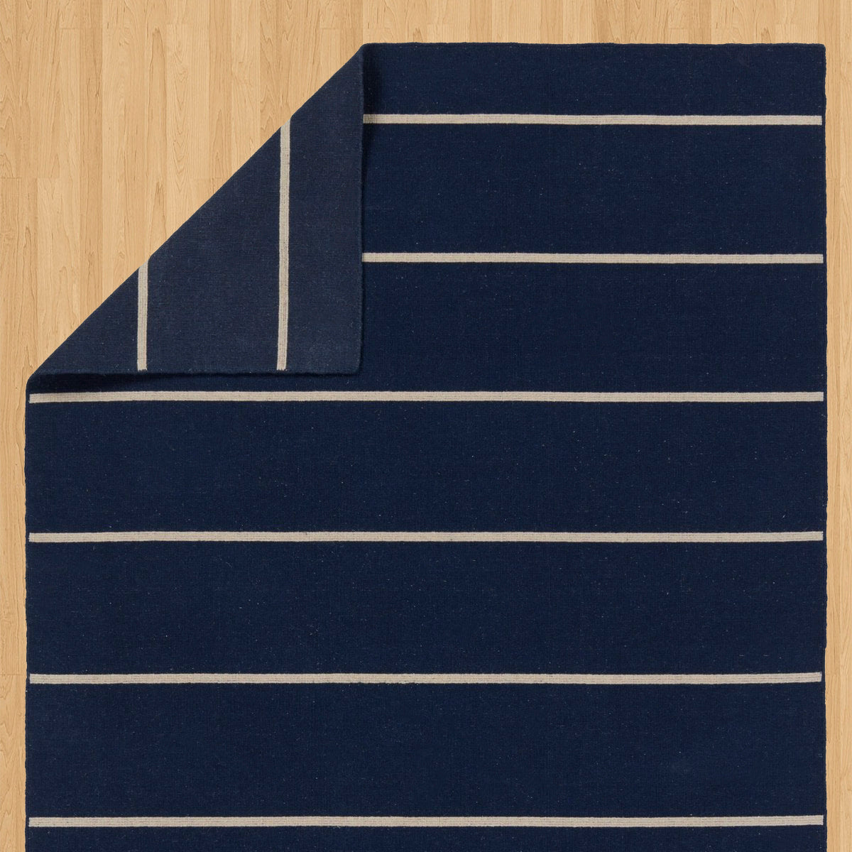 Navy Blue Hand Knotted Weave Dhurrie - Shritija Rugs